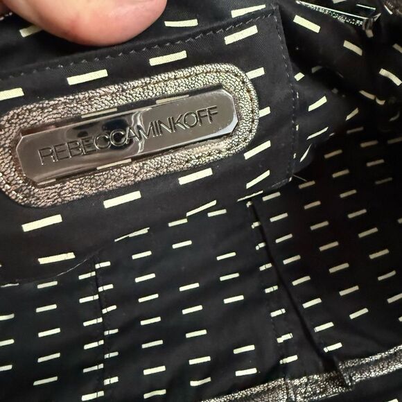 Rebecca Minkoff Leather Metallic Studded Tote Handbag RARE! - Picture 7 of 10